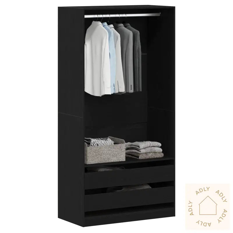 Garderobe I Svart Eik 100X50X200 Cm, Laget Av Tre