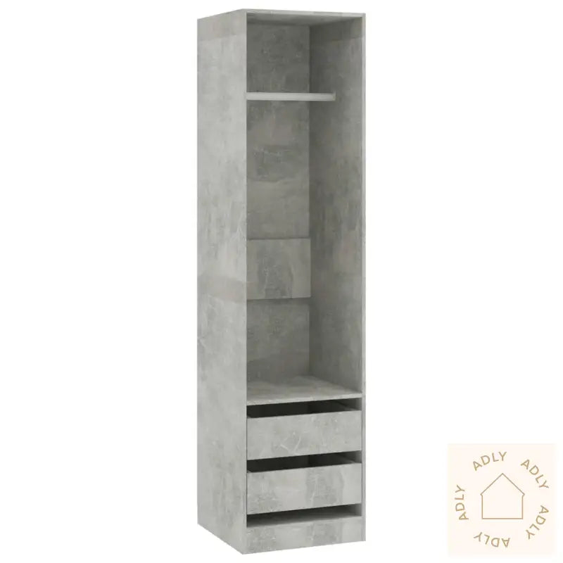 Garderobe Med Skuffer Betonggrå 50X50X200 Cm Konstruert Tre
