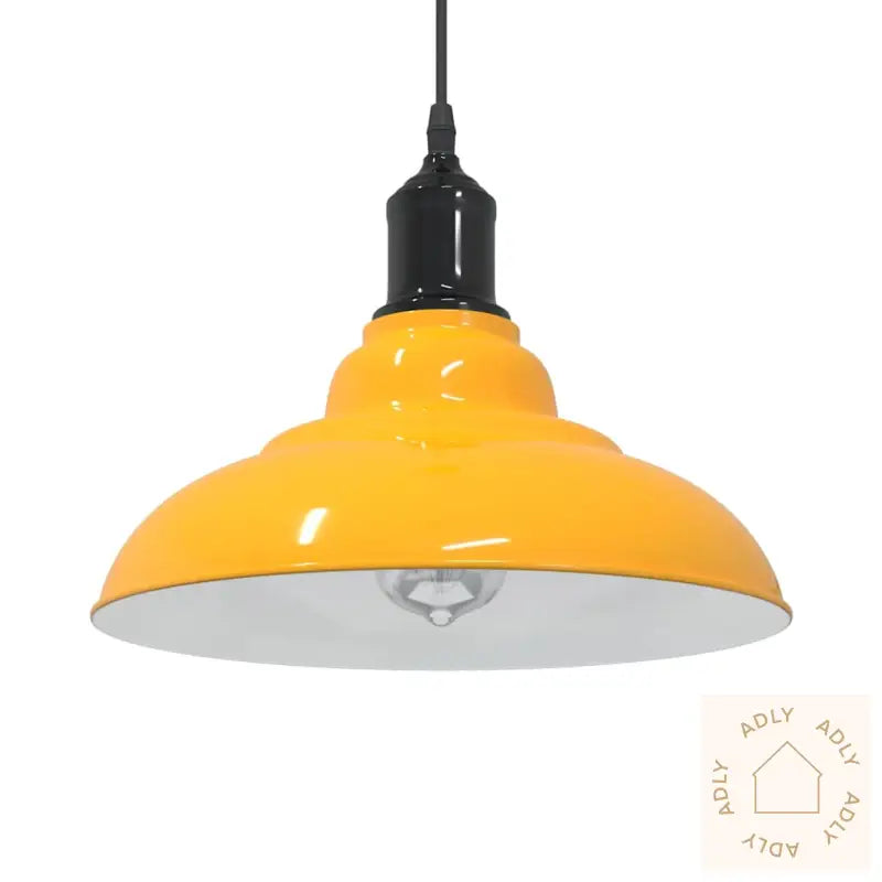 Pendellampe Høydejusterbar E27 Glans Gul Ø 31 Cm Metall