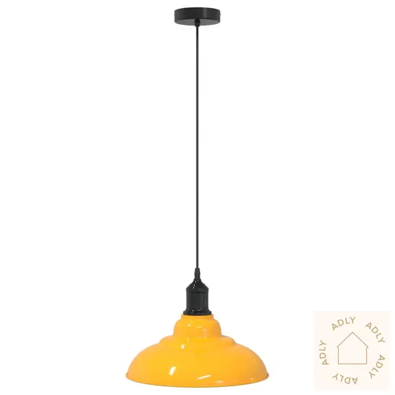 Pendellampe Høydejusterbar E27 Glans Gul Ø 31 Cm Metall