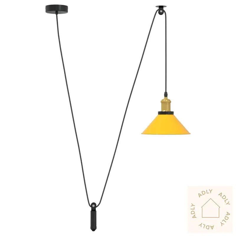 Pendellampe Høydejusterbar E27 Glans Gul Ø 22 Cm Metall