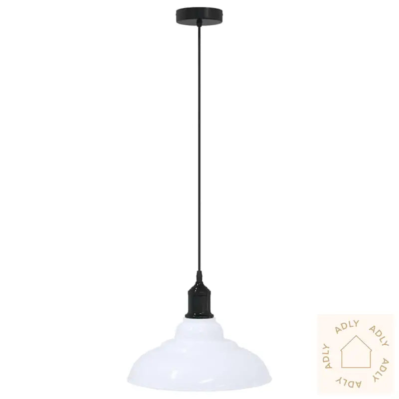 Pendellampe Høydejusterbar E27 Glans Hvit Ø 31 Cm Metall