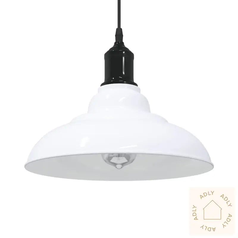 Pendellampe Høydejusterbar E27 Glans Hvit Ø 31 Cm Metall