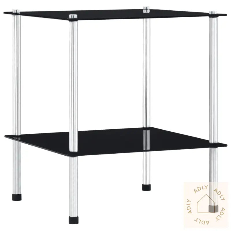 Hylle 2 Etasjer Svart 40X40X47 Cm Herdet Glass