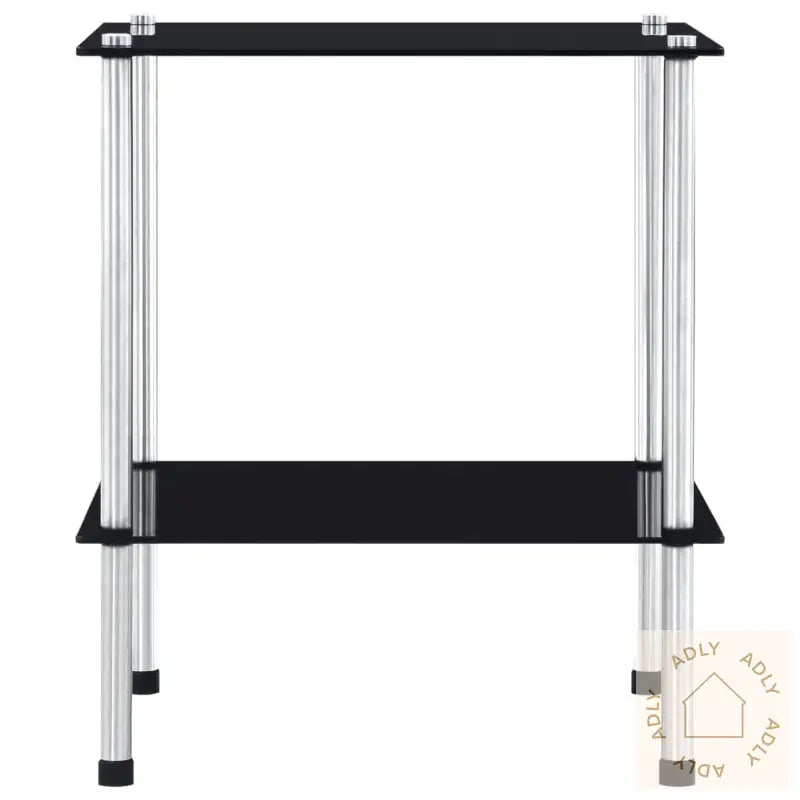 Hylle 2 Etasjer Svart 40X40X47 Cm Herdet Glass