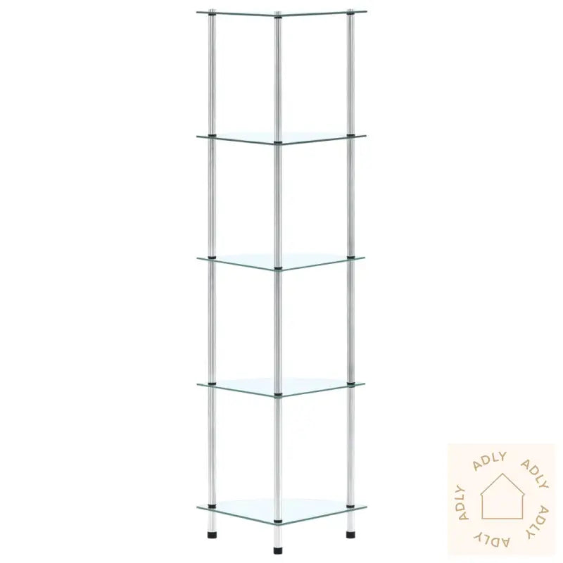 Hylle 5 Etasjer Gjennomsiktig 30X30X130 Cm Herdet Glass