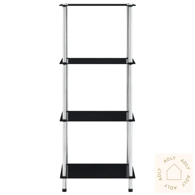 Hylle 4 Etasjer Svart 40X40X100 Cm Herdet Glass