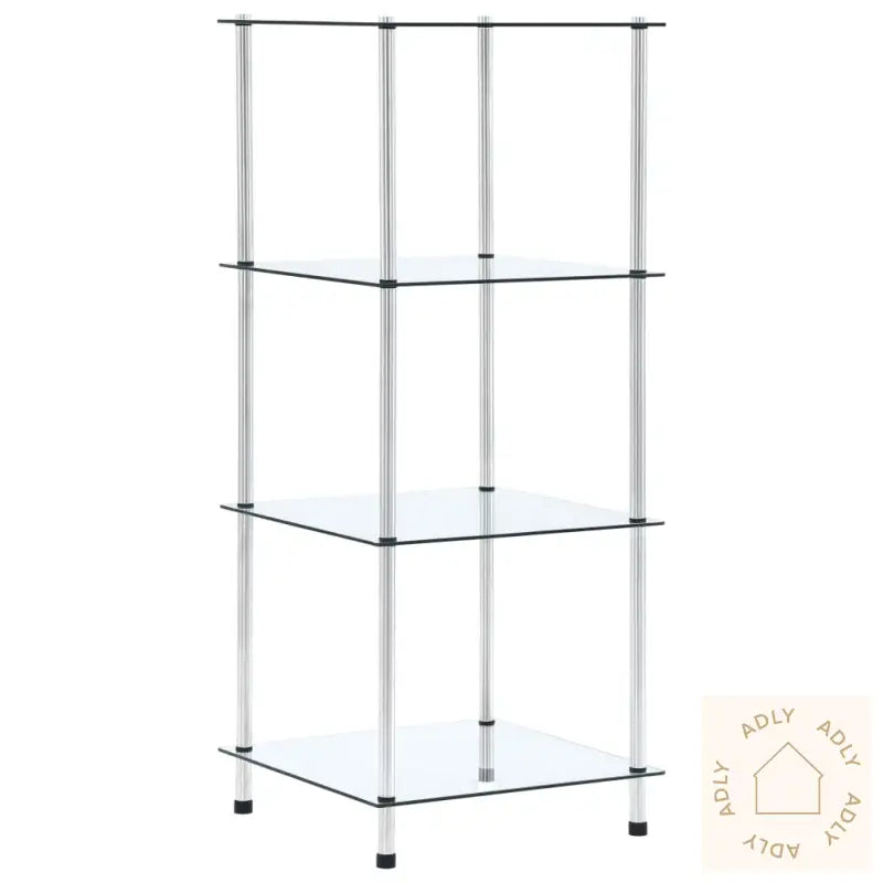 Hylle 4 Etasjer Gjennomsiktig 40X40X100 Cm Herdet Glass