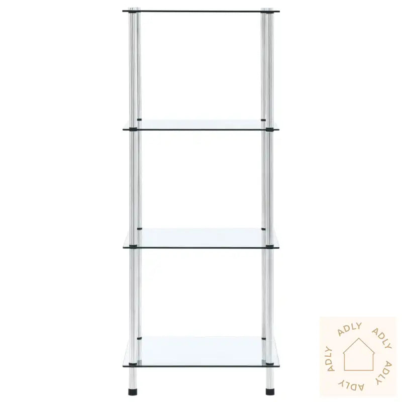 Hylle 4 Etasjer Gjennomsiktig 40X40X100 Cm Herdet Glass