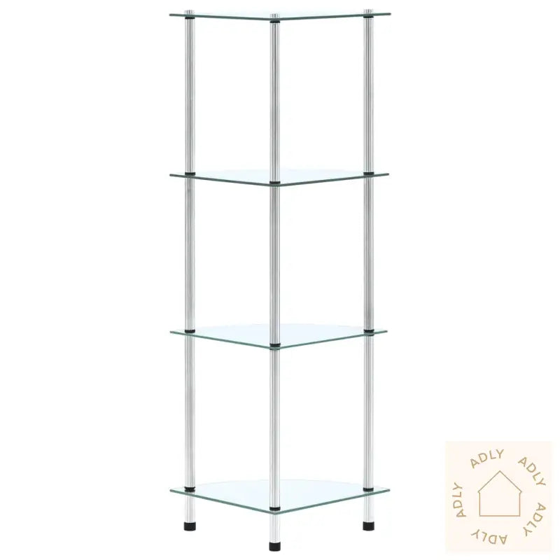 Hylle 4 Etasjer Gjennomsiktig 30X30X100 Cm Herdet Glass