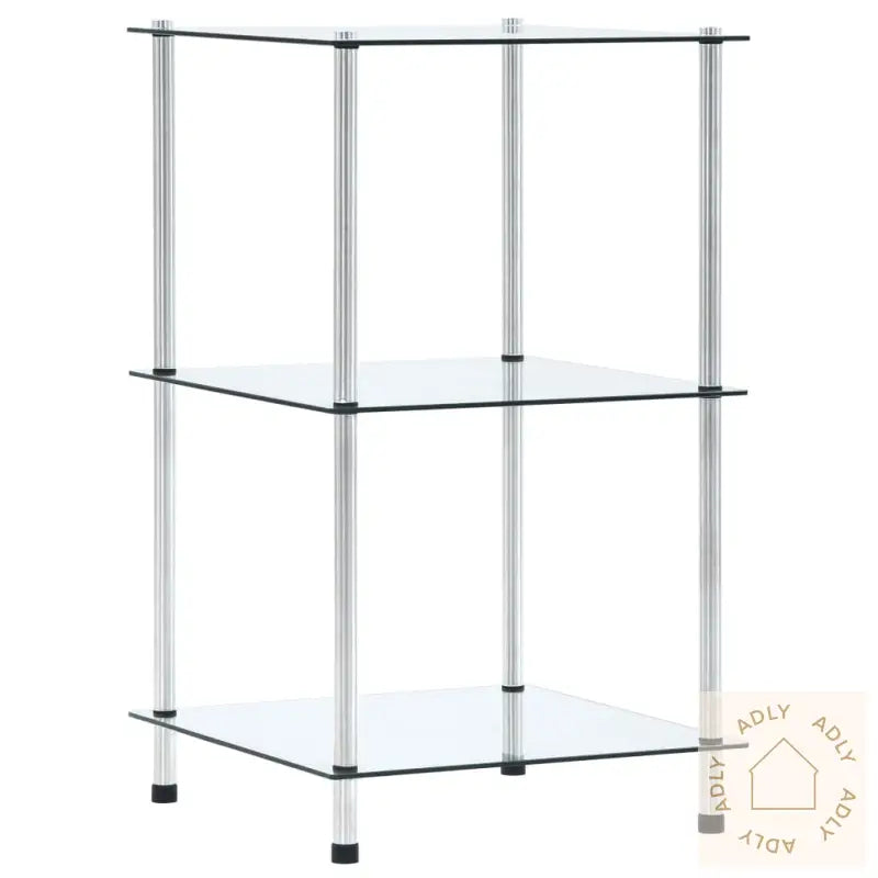 Hylle 3 Etasjer Gjennomsiktig 40X40X67 Cm Herdet Glass