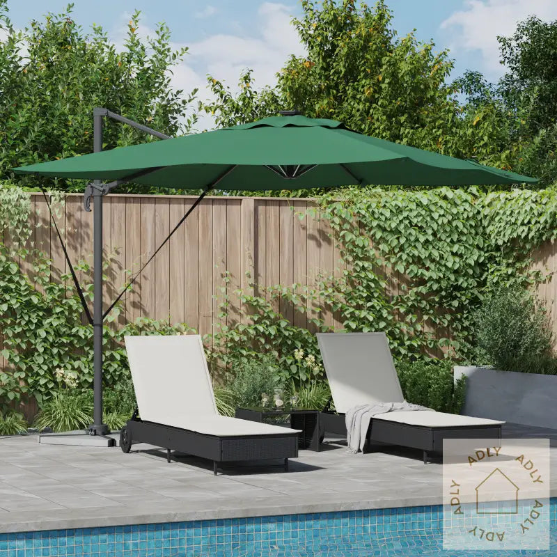 Cantilever Roma Parasoll Med Led-Grønn 286X285X270 Cm Aluminium