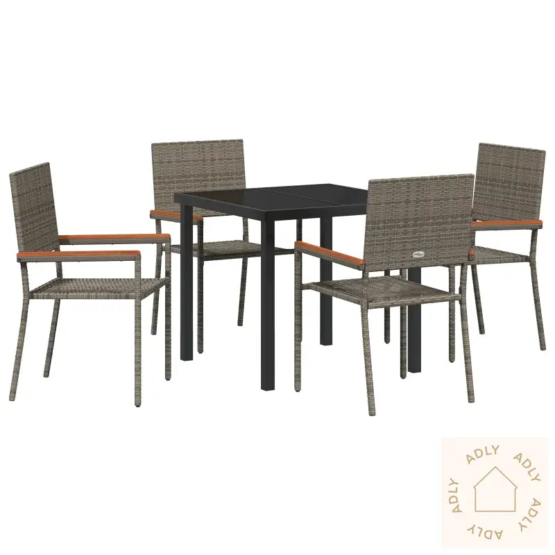 5 Delers Hage Dining Set Grå Poly Rottning