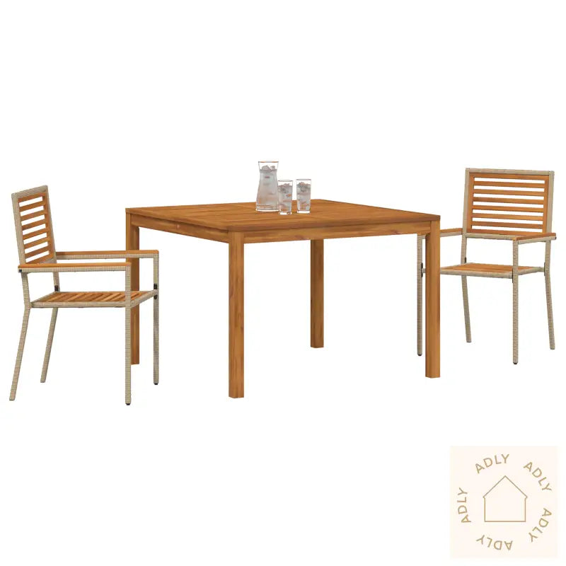 3-Delers Hage Spisebordsett Beige Akasietre