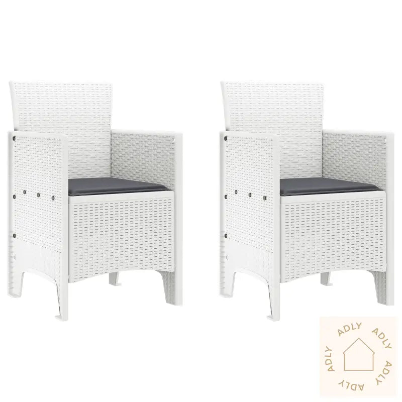Hage Stoler Med Puter 2 Stk Hvit Poly Rattan