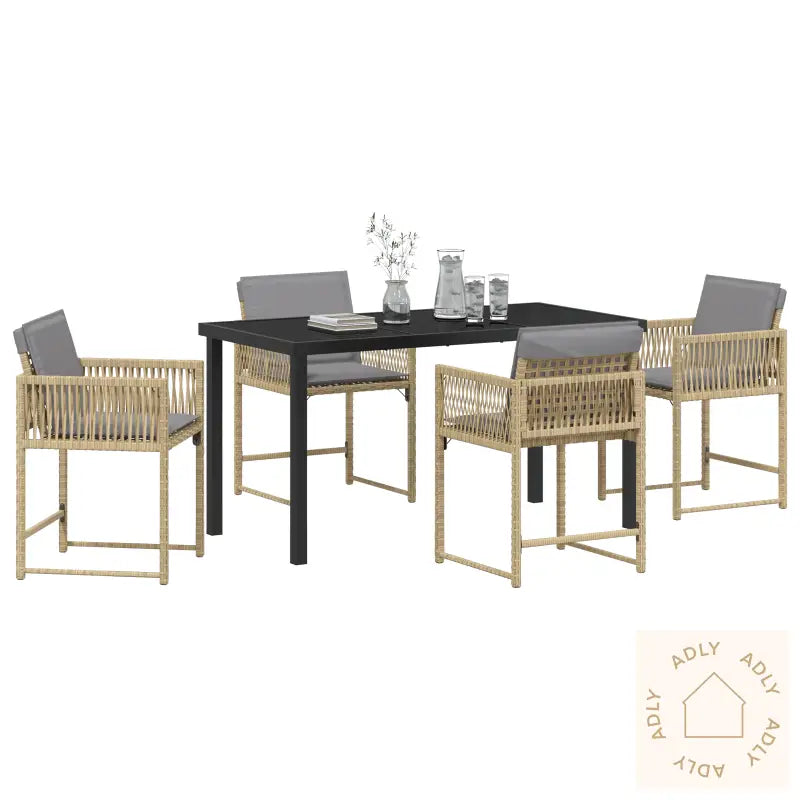 5 Delt Hage Spisestel Med Puter Beige Poly Rottings