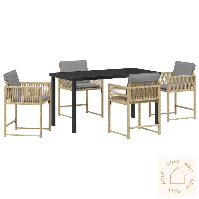 5 Delt Hage Spisestel Med Puter Beige Poly Rottings