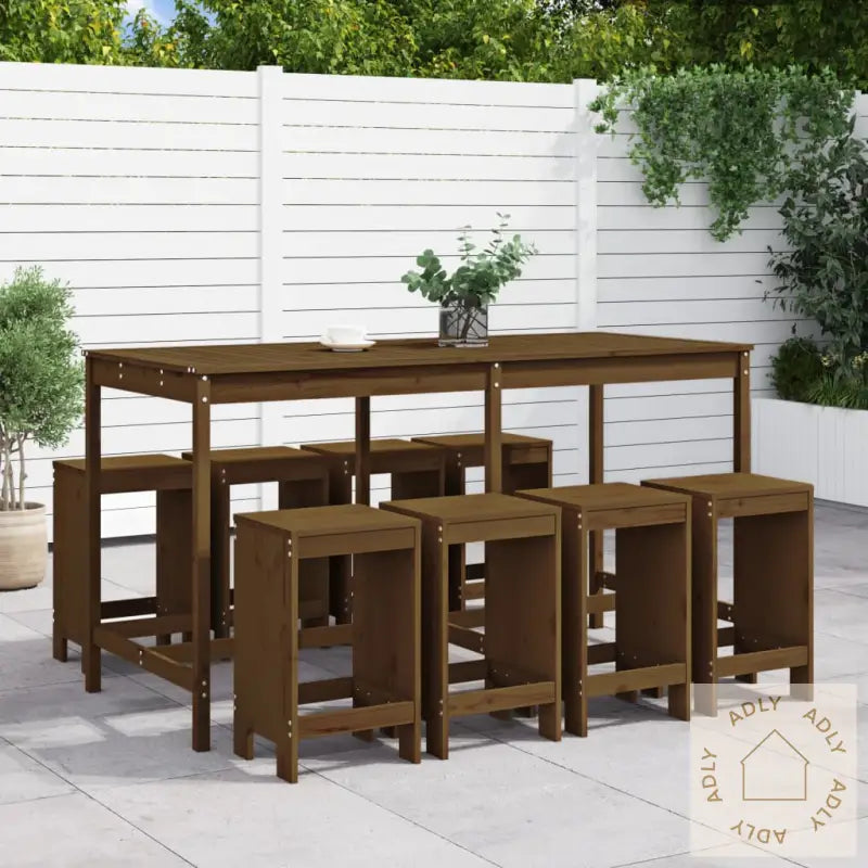 Hagebarsett 9 Deler Honningbrun Heltre Furu