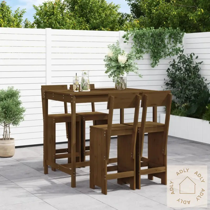 Hagebarsett 5 Deler Honningbrun Heltre Furu