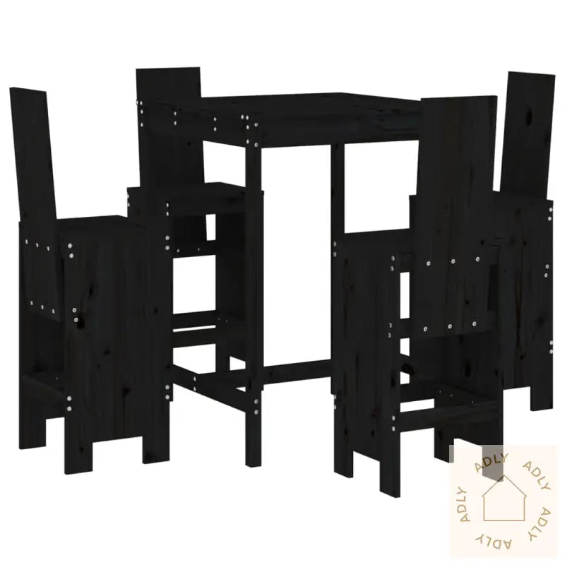 Hagebarsett 5 Deler Svart Heltre Furu