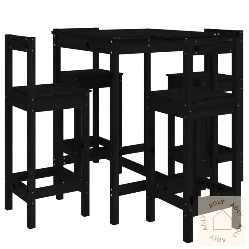 Hagebarsett 5 Deler Svart Heltre Furu