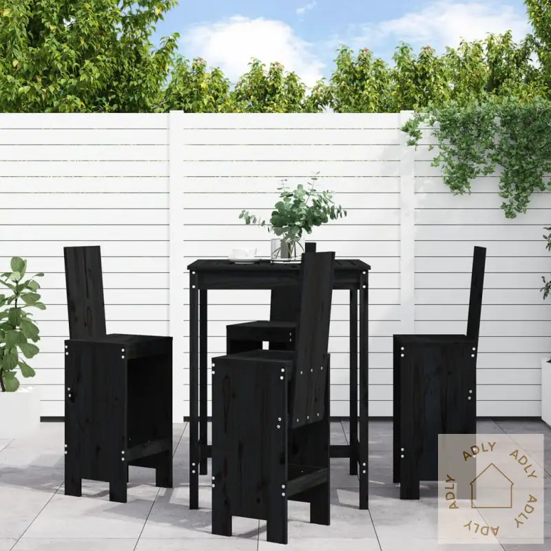 Hagebarsett 5 Deler Svart Heltre Furu