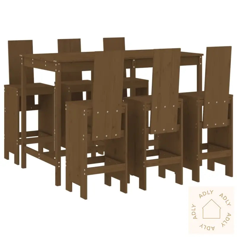 Hagebarsett 7 Deler Honningbrun Heltre Furu