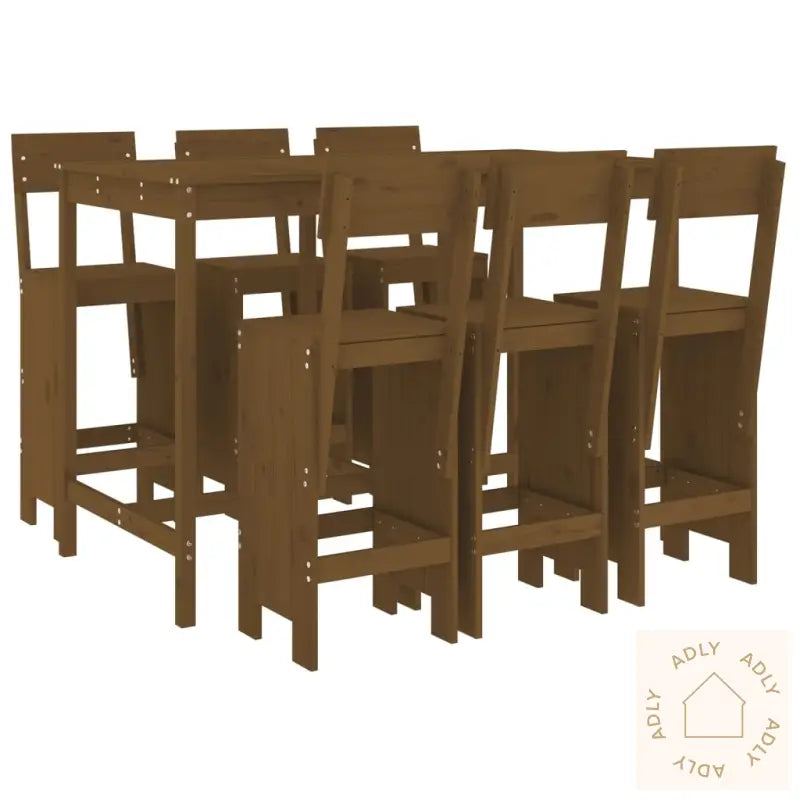 Hagebarsett 7 Deler Honningbrun Heltre Furu