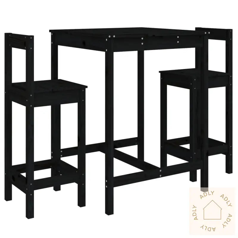 Hagebarsett 3 Deler Svart Heltre Furu