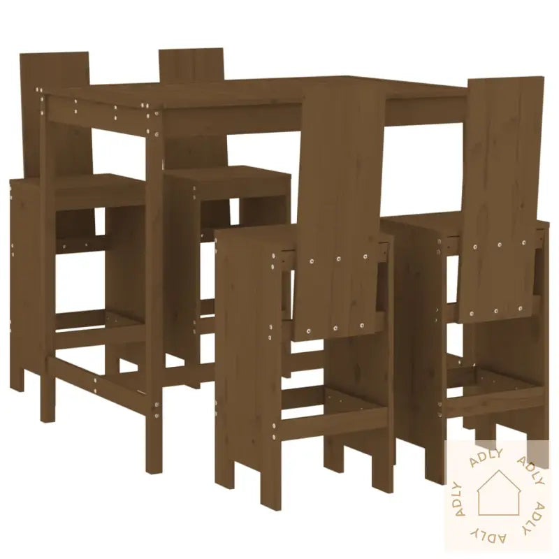 Hagebarsett 5 Deler Honningbrun Heltre Furu
