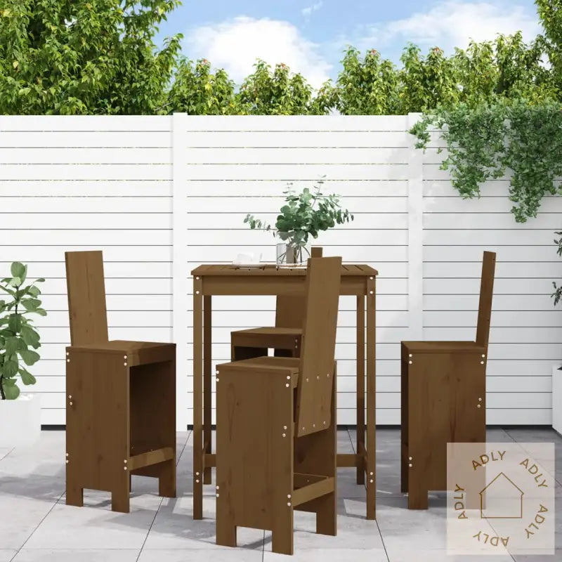 Hagebarsett 5 Deler Honningbrun Heltre Furu
