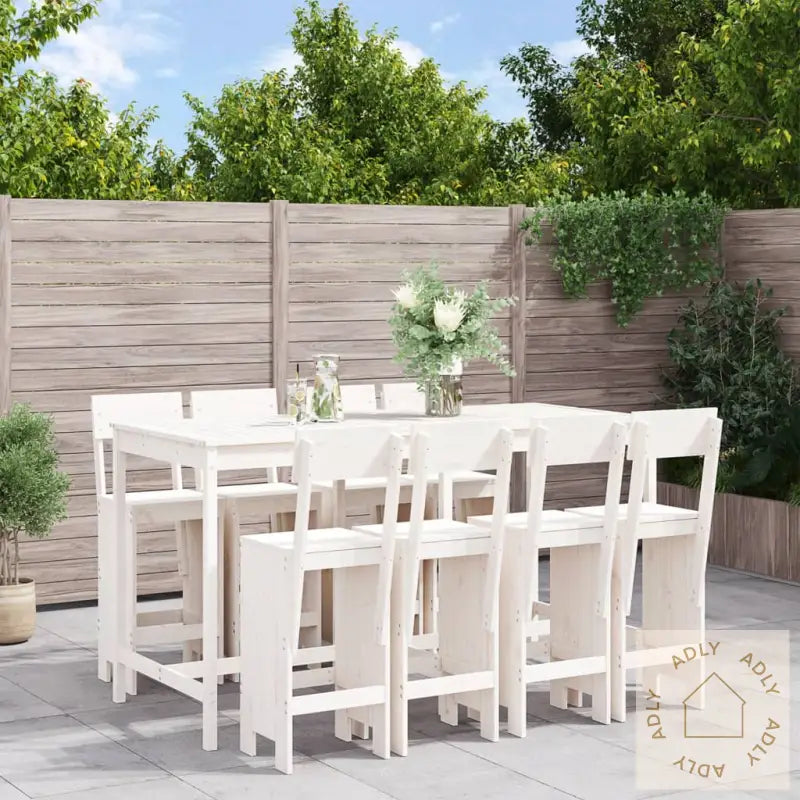 Hagebarsett 9 Deler Hvit Heltre Furu