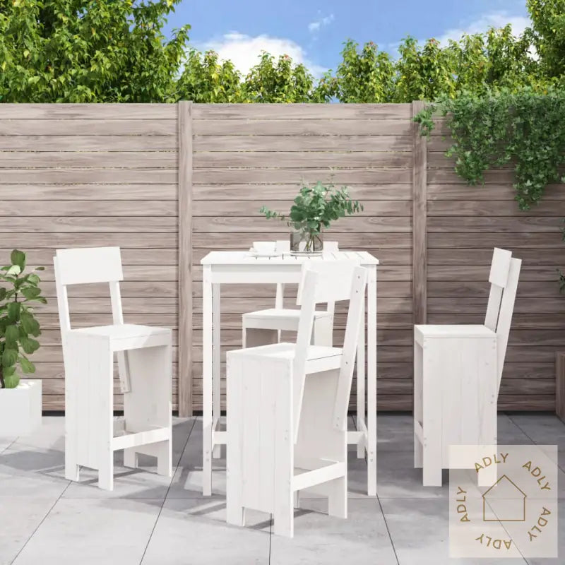 Hagebarsett 5 Deler Hvit Heltre Furu