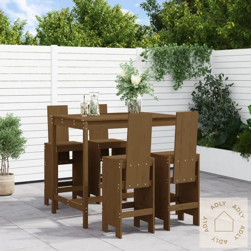 Hagebarsett 5 Deler Honningbrun Heltre Furu