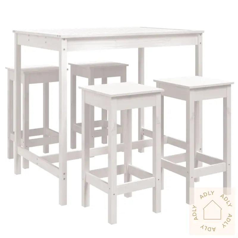 Hagebarsett 5 Deler Hvit Heltre Furu