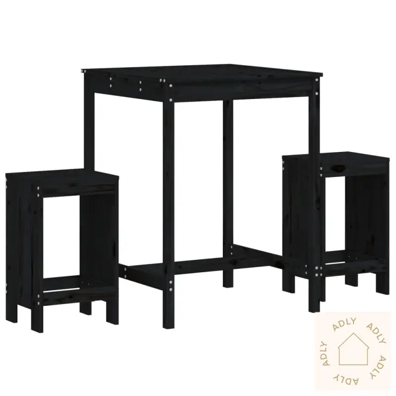 Hagebarsett 3 Deler Svart Heltre Furu