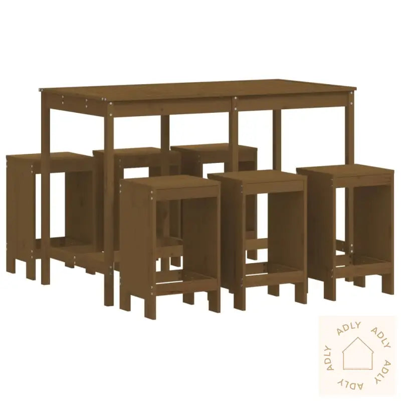 Hagebarsett 7 Deler Honningbrun Heltre Furu