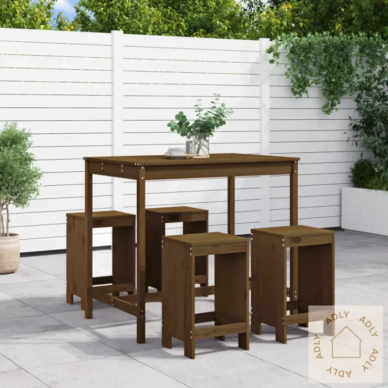 Hagebarsett 5 Deler Honningbrun Heltre Furu