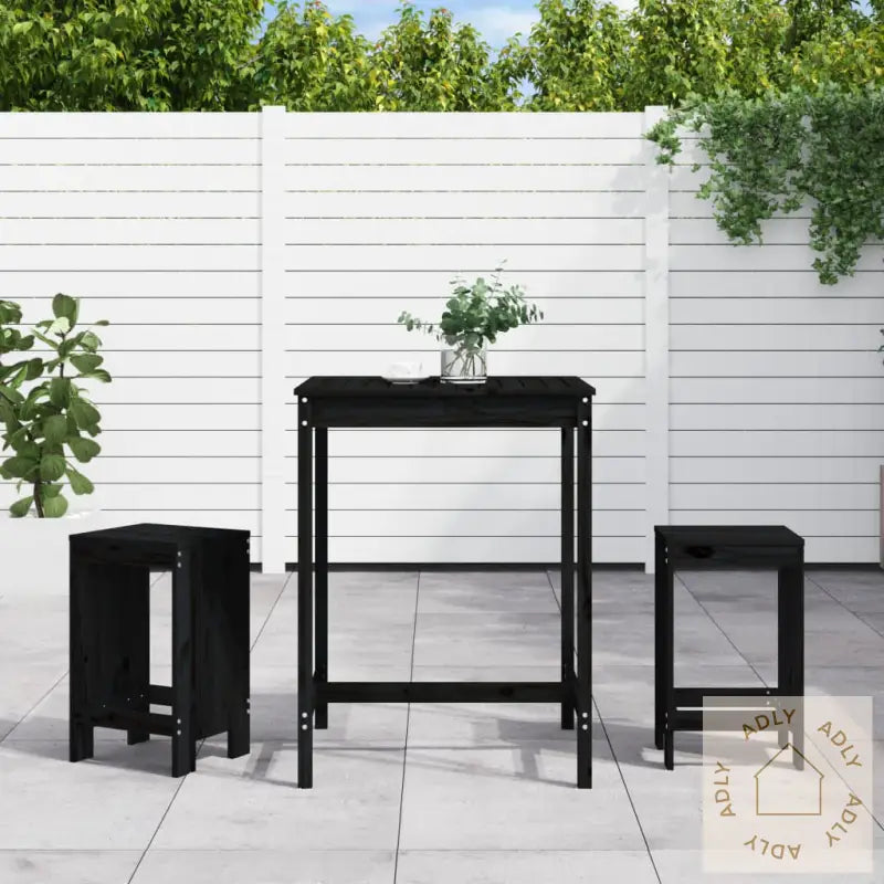 Hagebarsett 3 Deler Svart Heltre Furu