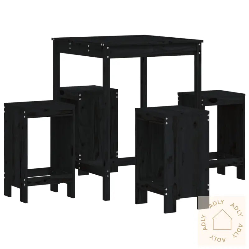 Hagebarsett 5 Deler Svart Heltre Furu