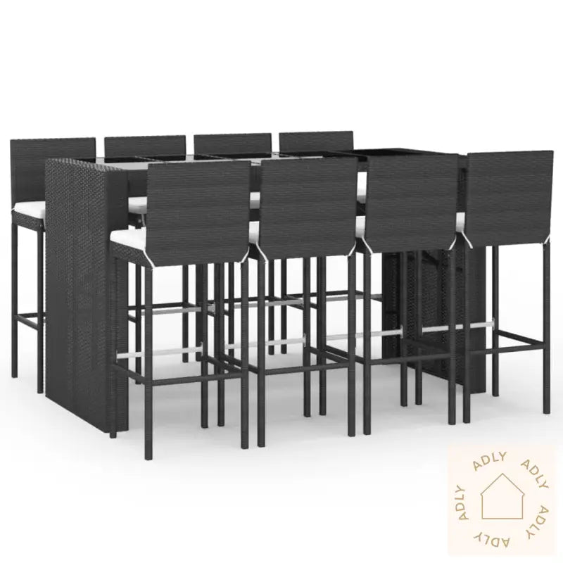 Hagebarsett Med Puter 9 Deler Svart Polyrotting