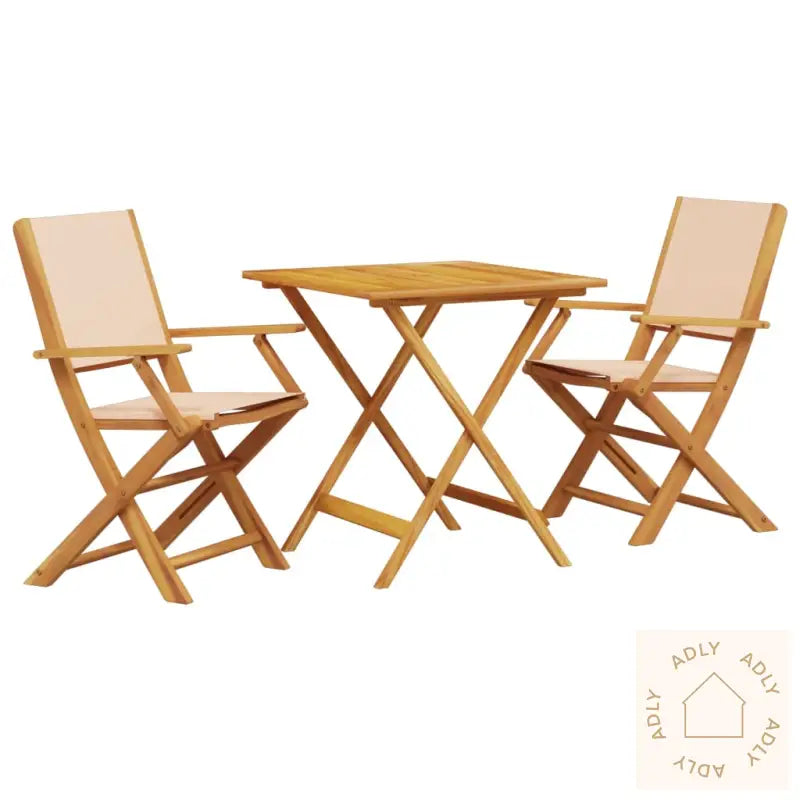 Bistrosett 3 Deler Beige Stoff Og Heltre