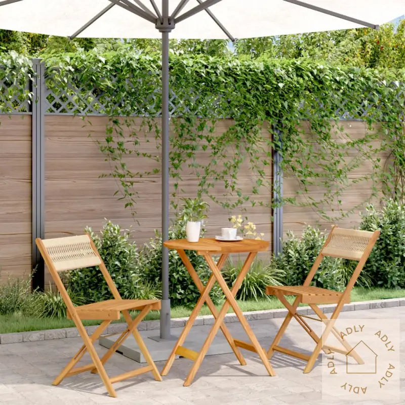 Bistrosett 3 Deler Beige Polypropylen Og Heltre