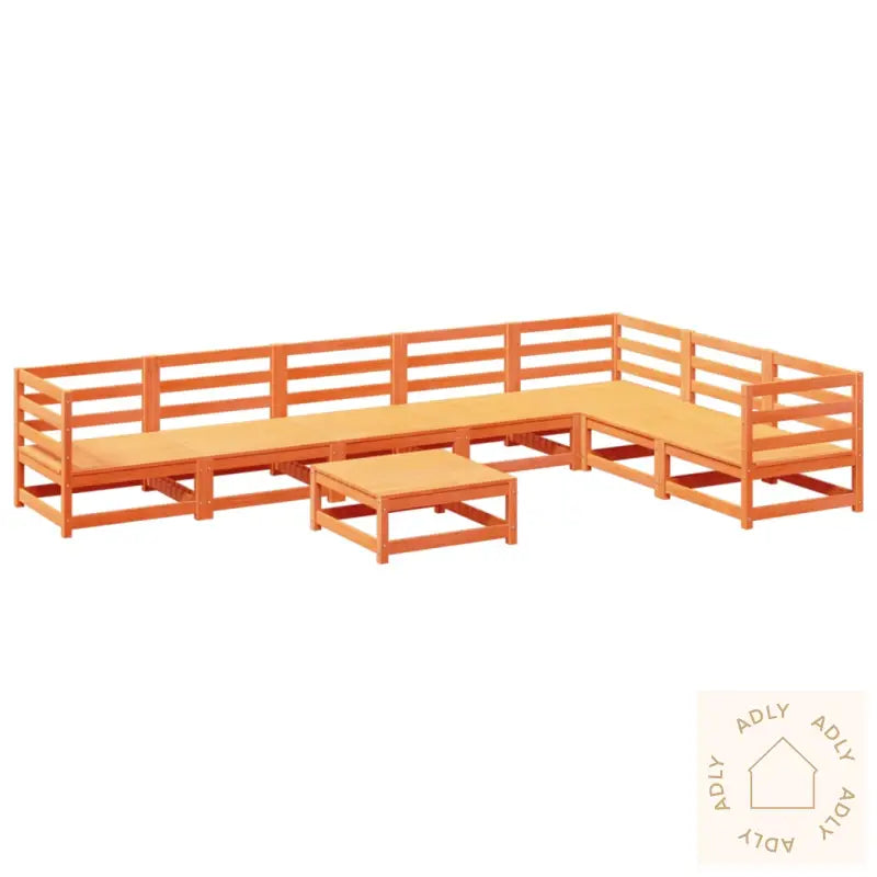 Hagesofasett 8 Deler Voksbrun Heltre Furu