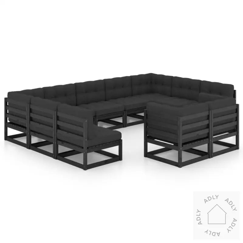 Hagesofagruppe Med Puter 11 Deler Svart Heltre Furu