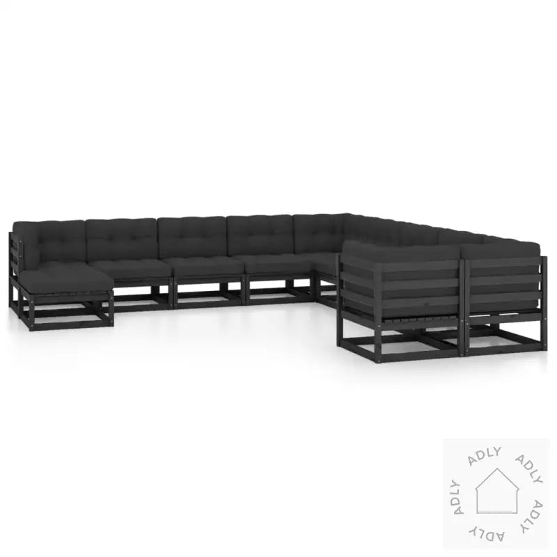 Hagesofagruppe Med Puter 11 Deler Svart Heltre Furu
