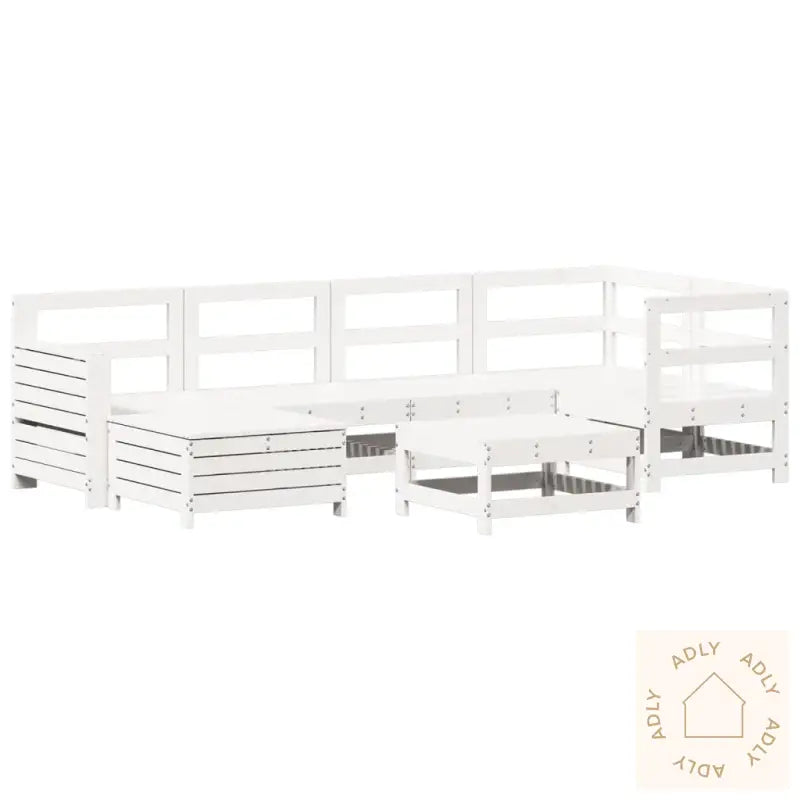 Hagesofasett 7 Deler Hvit Heltre Furu