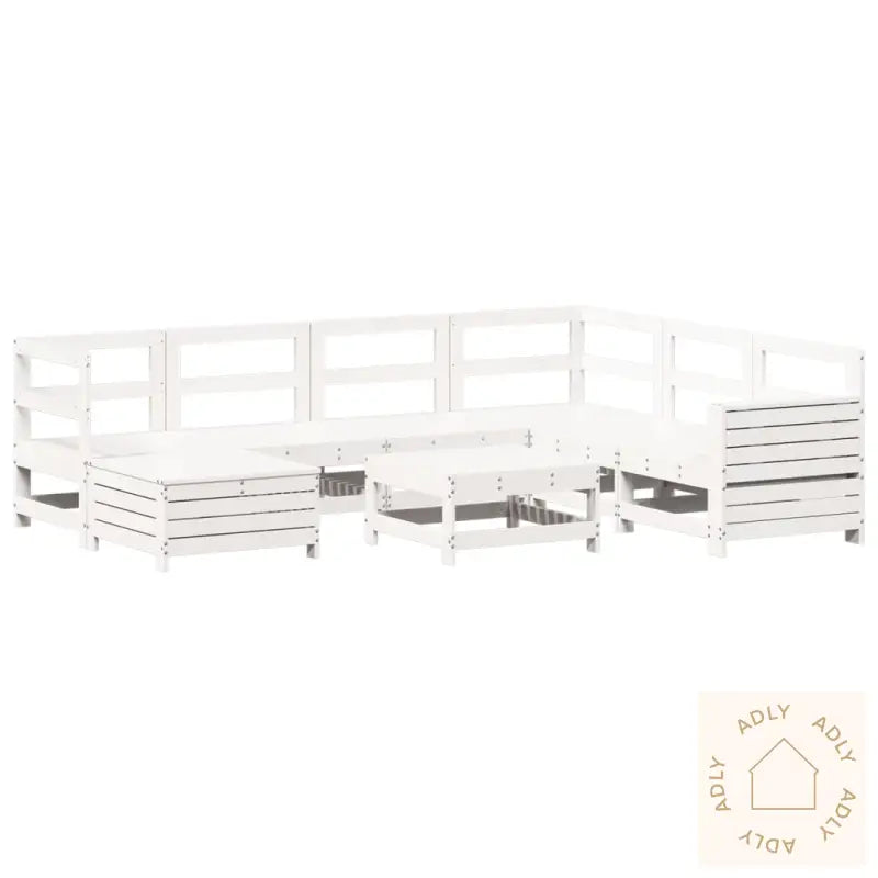 Hagesofasett 8 Deler Hvit Heltre Furu