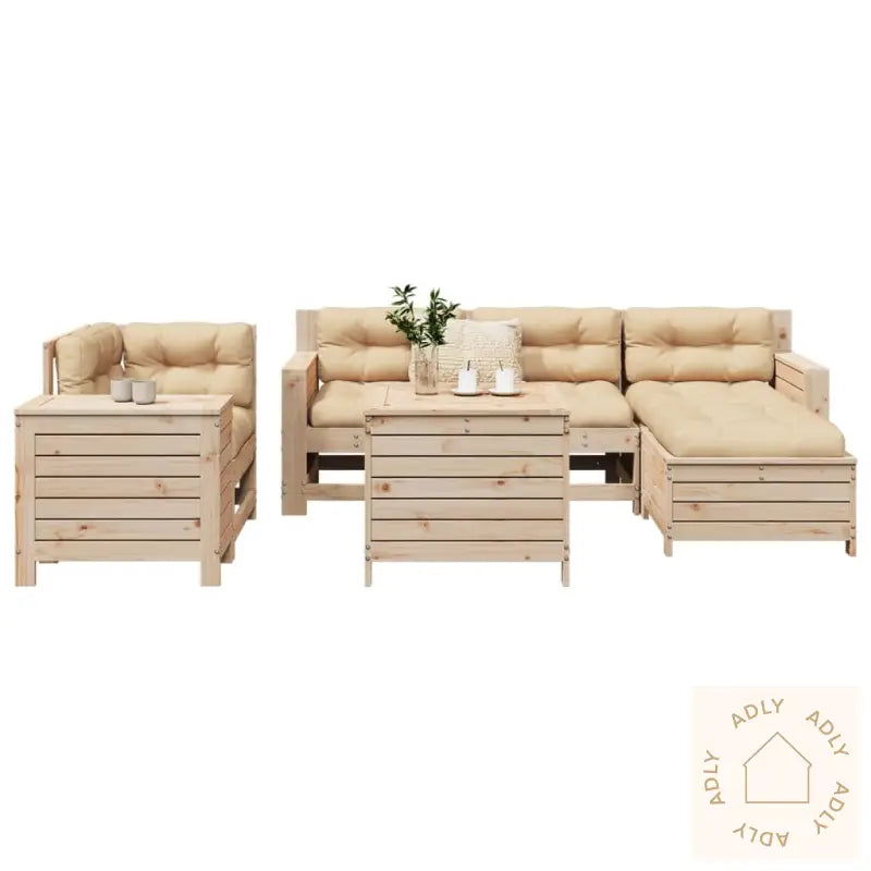 Hagesofasett 7 Deler Heltre Furu