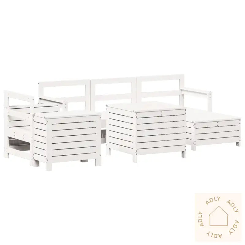 Hagesofasett 7 Deler Hvit Heltre Furu